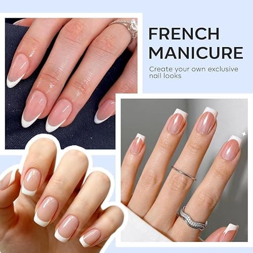 modelones French Tip Nail Tool 6Pcs Nail Stamp Silicone French Tips Stamp | with 2 Sizes Replacement Heads Nail Stuff for French Manicure Home DIY Salon with Jelly Stamper Scraper Nail Stamping Kit thumbnail 3