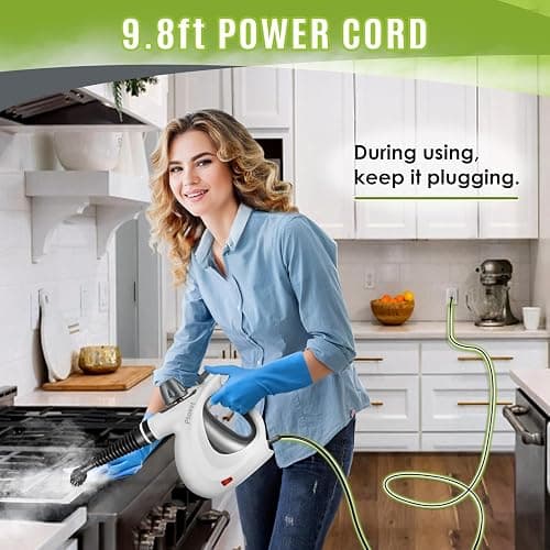 Pressurized Handheld Multi-Surface Natural Steam Cleaner with 12 pcs Accessories, Multi-Purpose Steamer for Home Use, Steamer for Cleaning Floor, Upholstery, Grout and Car (Grey) thumbnail 6