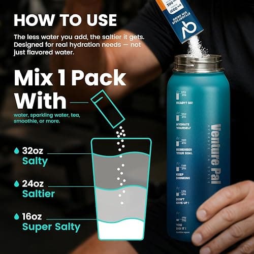 Venture Pal High Sodium Sugar Free Electrolytes Powder Packet - Hydration Packets with Vitamin, Sodium & Potassium | Zero Calories | Vegan, Keto & Paleo Friendly Electrolyte Drink Mix - 30 Sticks thumbnail 7