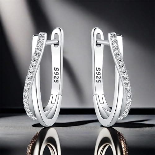 CYMYSS 925 Sterling Silver Hoop Earrings for Women, Small and Large Trendy Hoops Hypoallergenic Huggie Earrings Statement Fashion Jewelry Gifts for Sensitive Ear - Double Loop thumbnail 6