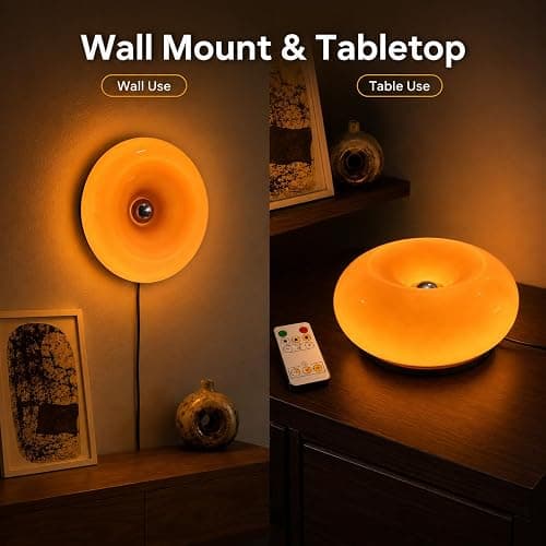 MIXL Orange Donut Table Lamp,Ambient Lighting Lamp,Aesthetic Room Decor | Blown Glass Lampshade,Stepless Dimming,Touch and Remote Control,Ideal for Gift,Suit for Living Room,Mid Century Modern Style thumbnail 9
