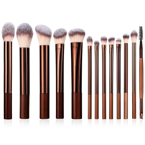13 Pcs Makeup Brushes Set Professional Makeup Brush Set Premium Synthetic Foundation Eye Shadows Blush Powder Concealers Make Up Brushes For Women (Coffee) - Image 1