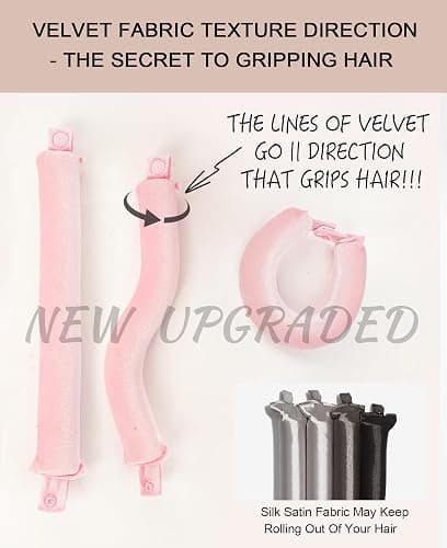 Classic Heatless Curls Overnight Rods - Upgraded Directional Grip Velvet Heatless Hair Curler to Sleep in No Heat Heatless Curling Flexi Rods Foam Hair Rollers for Blowout Look Medium & Long Hair thumbnail 5