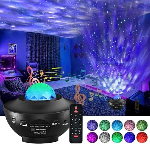 Galaxy Star Projector, Amorno Nebula LED Night Light for Room Decor, Ocean Wave Starry Sky Light Projector for Bedroom/Home Theater, Remote & Bluetooth Speaker, for Kids Teen Girl Boy Adults Gifts thumbnail 2