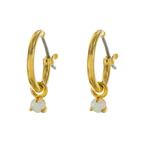 Columbus 14K Gold Plated Charm Huggie Hoop Earrings - Butterfly Earrings - Pearl Drops - Cowry Shell Dangle Earrings Heart Charm Huggies for Women - Image 1