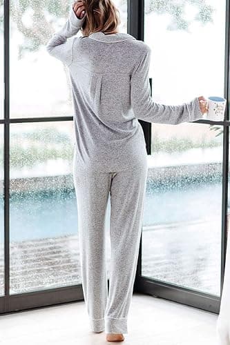 Aamikast Women's Pajama Sets Long Sleeve Button Down Sleepwear Nightwear Soft Pjs Lounge Sets thumbnail 4