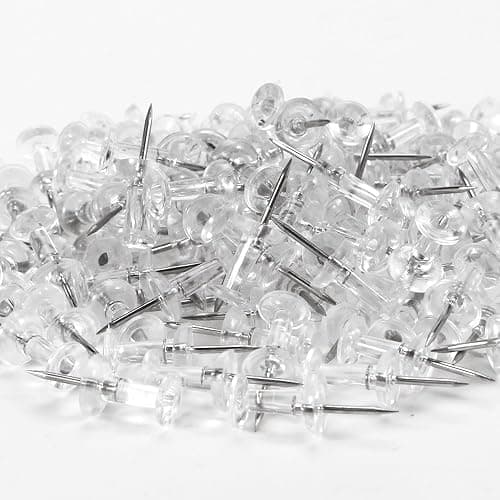 Yalis Push Pins 600 Count, Standard Clear Thumb Tacks Steel Point and Clear Plastic Head thumbnail 4