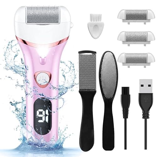 Electric Foot Callus Remover, Rechargeable Portable Electronic Foot File Pedicure Kits, Waterproof Foot Scrubber File, Professional Pedicure Tools, Foot Care for Dead Skin Ideal Gift, 3 Rollers - Image 1
