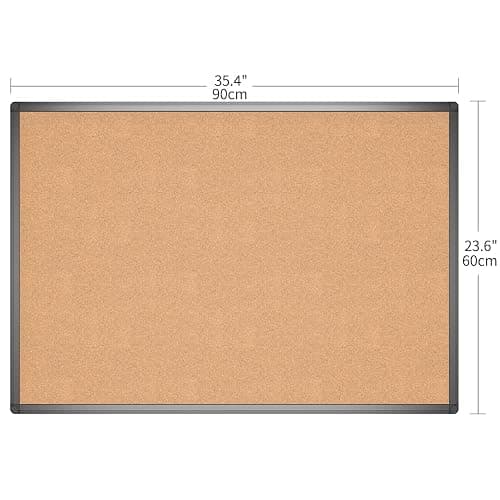 VIZ-PRO Cork Notice Board, 36 X 24 Inches, Cork Bulletin Board with Black Aluminium Frame thumbnail 3