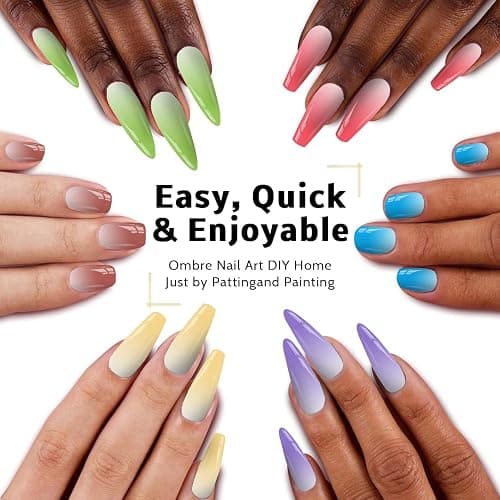Ombre Gel Polish Palette,16Colors Pat Gel Paint Nail Art Kit Sponge Patting | More fun by patting gel: ombre, gradient, blush, blooming, stamping, painting, blending colors. 100sponges 1grabber. No-wipe thumbnail 2