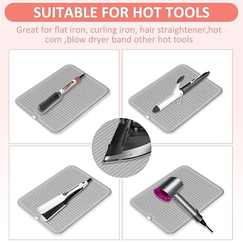 Quccefods Heat Resistant Large Silicone Mat for Hair Styling Tools - Curling Irons, Flat Irons, Hair Straighteners - Portable Vanity Pad thumbnail 2