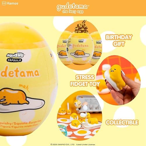 Hamee Sanrio Gudetama Lazy Egg Yolk Cute Water Filled Squishy (Series 2) Cute Squishy Collectible Figurine [Birthday Gift Bags, Party Favors, Gift Basket Filler] for Adults and Teens - 2 Pc. thumbnail 3