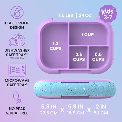 Bentgo Chill Kids Leakproof Lunch Box - 4-Compartment Bento Box with Built-In Ice Pack, 3.3 Cup Capacity, BPA-Free, Microwave & Dishwasher Safe Tray, Ages 3–7 (Vivid Orchid) thumbnail 2