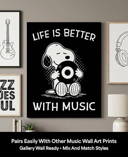 Life Is Better With Music Wall Art Print – Minimalist Typography Decor for Living Room, Classroom, Studio & Creative Workspaces – Music-Inspired Artwork – 8x10 Unframed – Made in USA Luster Finish thumbnail 9