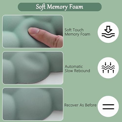 Green Cloud Mouse Pad and Keyboard Wrist Rest 4PCS Extended Forest Mountain Aesthetic Large Desk Mat Pad Set Memory Foam Non-Slip Cute Ergonomic Gaming Mouse Pad Wrist Support for Computer Home Office thumbnail 4