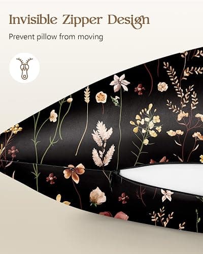 Miss Adola 2 Pack Mulberry Silk Pillowcase for Hair and Skin - King Size 20 x 36 Inches with Hidden Zipper BK Grow Flower 19 Momme Soft Sleeping Silk Pillow Case for Women, Moms thumbnail 6