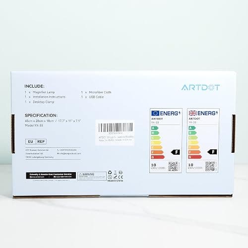 ARTDOT 10X Magnifying Glass with Light and Stand, 144 LEDs Desk Lamp with 5 Color Temperatures and 9 Levels Adjustable Brightness for Diamond Painting Accessories Crafts Reading Hobbies Close Work thumbnail 9
