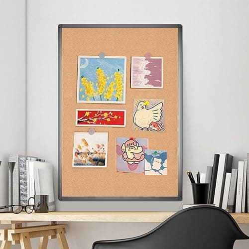 VIZ-PRO Cork Notice Board, 36 X 24 Inches, Cork Bulletin Board with Black Aluminium Frame thumbnail 7