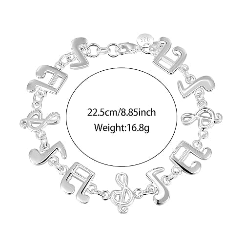 Suonie Funny Silver Jewelry Gift For Musician Women,S925 Silver Music Notes For Daughter Sisters Friends Lover Colleague Birthday Christmas Fashion Bracelet thumbnail 2