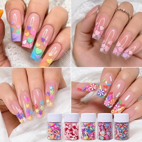Fake Sprinkles for Crafts, 12 jar 180g Polymer Clay Slices Nail Charms - A | Non-edible faux candy mix-ins for resin crafts, slime add-in, nail art, shaker cards, phone cases, scrapbooks, DIY decor thumbnail 4
