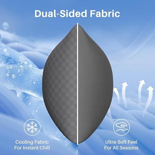 YZ HOME Cooling Body Pillow for Adults- Pillow Insert with Shredded Blue Memory Foam, Soft Support for Side Sleepper, Pregnant Women, Back Pain Relief, Washable Pillowcase (20x54 Inch, Grey) thumbnail 4