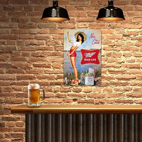 Vintage-Style Metal Tin Sign for Man Cave - Retro Fishing and Beer Decorative Sign, 8 x 12 Inch (039) thumbnail 2