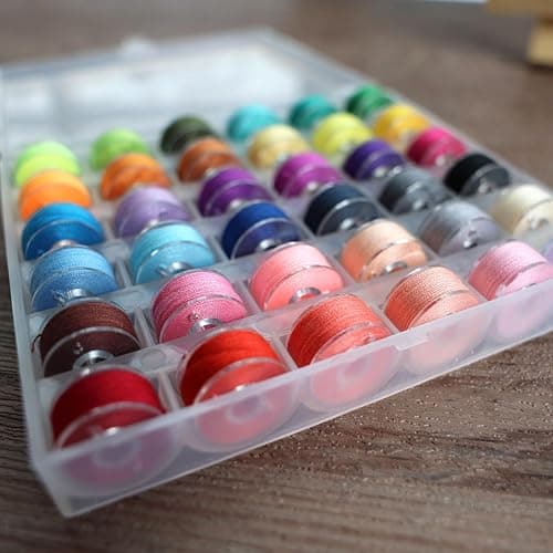 72 PCS Sewing Thread Assortment, 36 Color Thread for Sewing Machine with 36 Same Color Bobbins, Polyester Thread 400 Yards/Spool (72) thumbnail 7