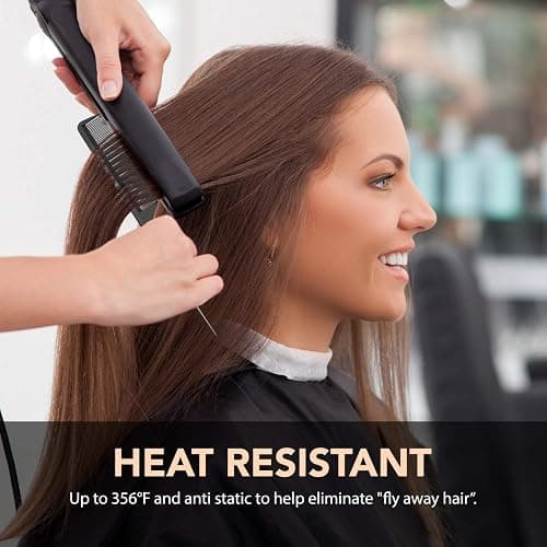 Professional 8.8 Inch Tail Comb - Black Carbon Fiber And Stainless Steel Pintail - Anti Static And Heat Resistant Teasing Lightweight Comb For All Hair Types thumbnail 3