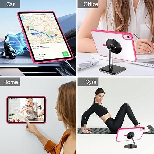 Telaso for iPad mini 7 A17 Pro 2024/iPad Mini 6 2021 8.3 Inch iPad mini 7th/6th Gen Magnetic Case, Translucent Matte Back Soft TPU Bumper Military Grade Case for iPad mini 7/Mini 6, Hot Pink - Hot Pink thumbnail 4