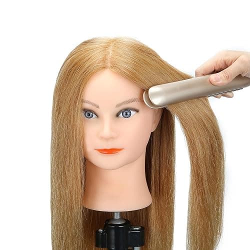 SOPHIRE 20-22 inches 100% Real Human Hair Mannequin Head with 9 Tools and Clamp, Hairdressers' Practice Training Head and Cosmotology Doll Head for Hairstyling and Braid - #27 thumbnail 5