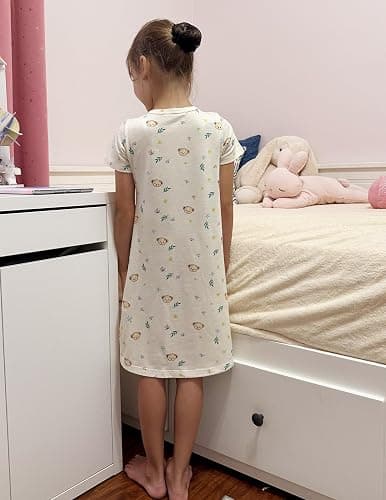 Arshiner Girls Nightgowns Summer Soft Cute Cartoon Print Pajama Sleep Dress for Kids 4-12 Years thumbnail 3
