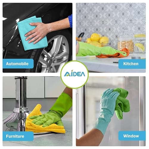AIDEA Microfiber Cleaning Cloth, 8PK, All Purpose Microfiber Towels, Absorbent Cleaning Rags Kitchen Towels, Lint Free Dusting Cloth for House, Kitchen, Car, Window, 12"×12" thumbnail 4