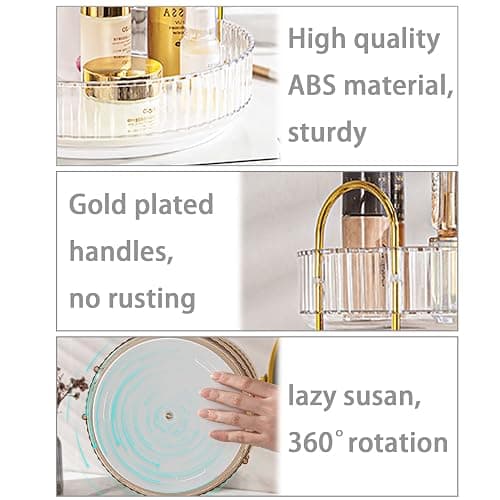 shuang qing Rotating Makeup Organizer for Vanity, Large Capacity Skincare Perfume Storage, Bathroom Counter Organizer, 360 Spinning Cosmetic Dresser Countertop Organizers (Clear, 3 Tier) thumbnail 3