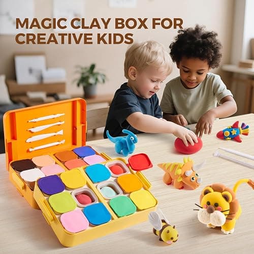 Air Dry Clay for Kids, 24 Colors Modeling Clay Kit with Storage Box & Sculpting Tools, Magic Molding Clay for Boys & Girls Crafts Gift, Age 6-12 Year Olds thumbnail 3
