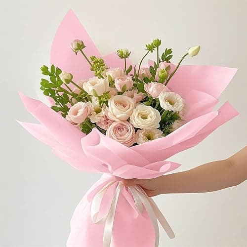RUSPEPA 20 Sheets Flower Wrapping Paper, Waterproof Floral Bouquet Wrapping Paper, Florist Supplies Packaging for Birthday, Party, Wedding and DIY Crafts - Pink thumbnail 4