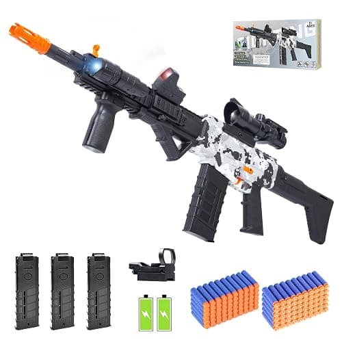 Realistic Sniper Rifle Toy Guns for Nerf Guns Bullets, Electric Foam Blaster Toy Set with Scope, 120 Soft Darts and 3 Magazines, Kids Semi Automatic Machine Toy Gun for Boys 8-12 Old - Image 1