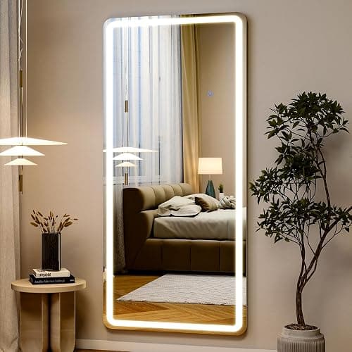 Easly 26x68 inch Full Length Mirror with Lights, LED Lighted Floor Standing, Hanging Mirror Full Length with Stand Free, Full Body Dressing Mirrors with Dimmable 3 Color LED thumbnail 4
