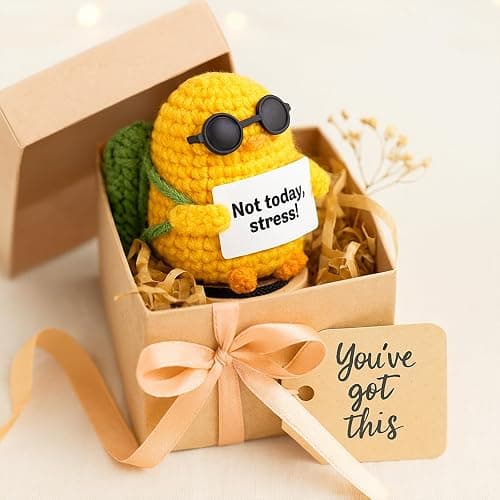 TWPER Birthday Gift for Her Him, Positive Crochet Animals with 10 Affirmation Cards – Cute Emotional Support Duck Desk Decor Inspirational Gift for Women Coworkers Friends thumbnail 7