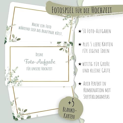 50 Fotoaufgaben Hochzeit - Unterhaltsames Hochzeitsspiel für Gäste, Fotobox Accessoires Hochzeit Fotospiel Hochzeit, Hochzeit Fotoaufgaben für Gäste, Perfekt für Gästebuch Hochzeit thumbnail 3