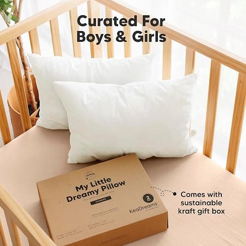 KeaBabies 2pk Toddler Pillows 2 Year Old to 5,13x18 Kids Pillow(Soft White) | Soft Organic Cotton Kids Pillow for Sleeping, Travel, School, Daycare, Nap, Toddler Bed, Machine Washable, Without Pillowcase thumbnail 9