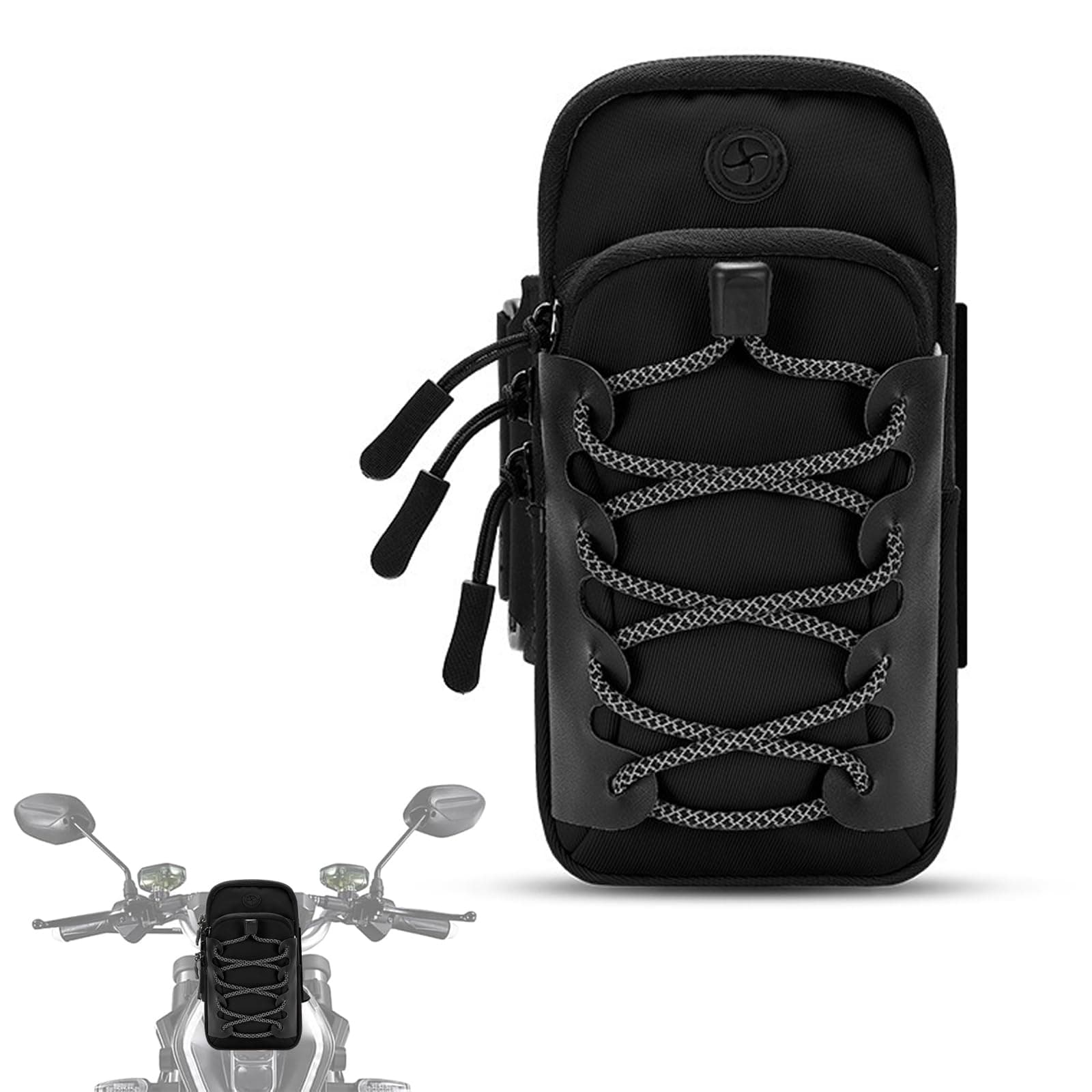 Waterproof Front Frame Storage Bag for Electric Dirt Bikes – Tool & Battery Pouch with Reflective Design, Wear-Resistant, Compatible with Surron Light Bee X/S, Talaria MX3 MX4 MX5, Segway X160 (Black) - Image 1