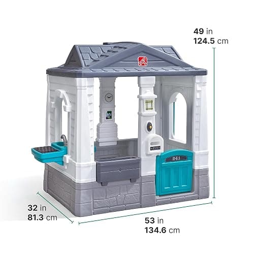 Step2 Neat & Tidy Cottage Kids Playhouse, Indoor and Outdoor Playset, Interactive Sounds, Toddlers 1.5+ Years Old, Easy to Assemble, Grey thumbnail 3
