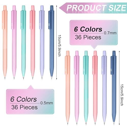 Ctosree 72 Pcs Cute Mechanical Pencil Set Pastel Aesthetic Mechanical Pencils for Kids for School Students Writing Drawing Sketching(0.5 mm, 0.7 mm) thumbnail 3