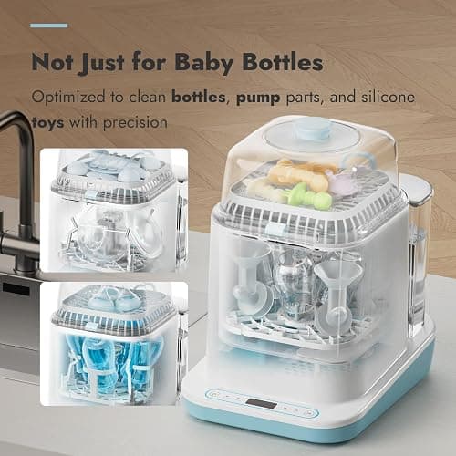 Papablic Bottle Washer Pro, Bottle Washer & Sterilizer & Dryer, 4-in-1 Bottle Washer Sanitizer for Bottles, Pump Parts, C-Section& Baby Essentials - Quick & Clean with 60 Detergent Tablets thumbnail 6