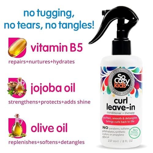 So Cozy Leave In Conditioner Spray (8 Fl Oz) Paraben-Free Detangler for Kids' Curly Hair, Deep Conditioner & Tangle-Free Curls, Gentle & Nourishing with Keratin, Vitamin B5, Olive Oil & Jojoba Oil thumbnail 3