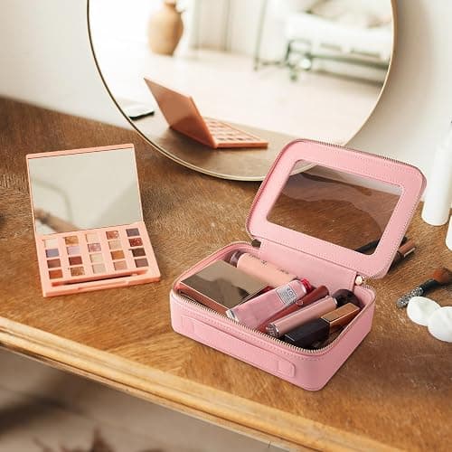 Aveniee Clear Makeup Bag Organizer, Travel Toiletry Bag for Women, Waterproof Cosmetic Pouch with Zippers,Car Accessories Organizers and Storage Case,Pink thumbnail 5