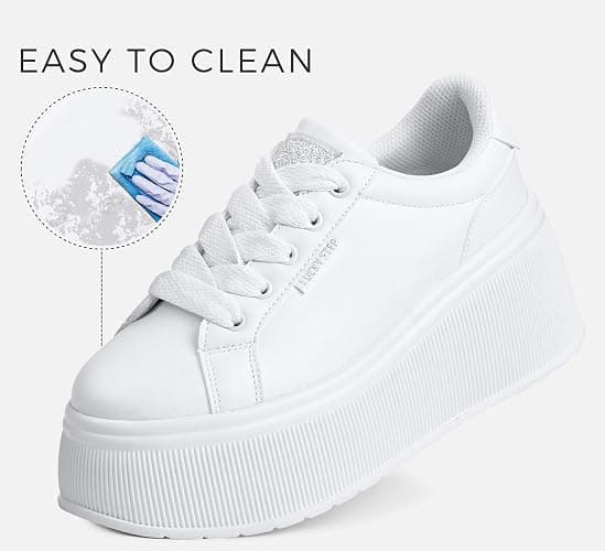 LUCKY STEP Women's Platform Fashion Sneakers Classic Wedge Canvas Casual Low Top Retro Walking Shoes thumbnail 3