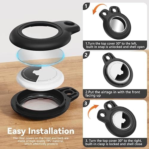 Wowwat Compatiable with Apple AirTags Holder, Waterproof for AirTags Holder Keychain, Anti-Scratch & Shock Air TagHolder Case,Men's Women's Keyrings & Keychains, Cover for Dog,Car Key,Luggage -Black thumbnail 7