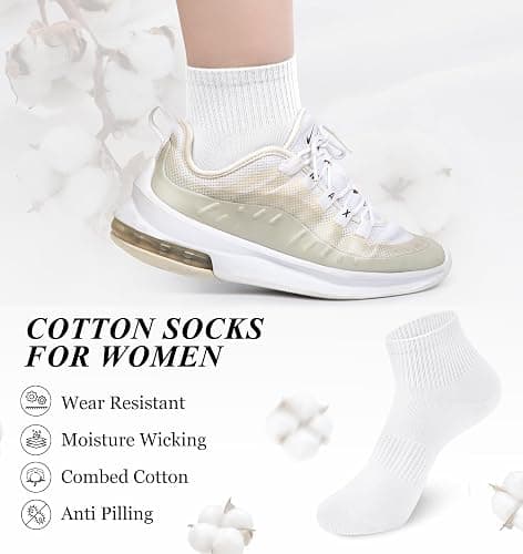 YSense 10 Pairs Womens Ankle Socks, Cotton Crew Gym Athletic Running Quarter Socks Women Men thumbnail 4