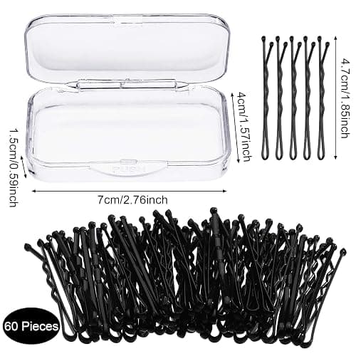60 Black Seamless Hair Ties and 60 Black Bobby Pins with Box for Thick, Heavy, and Curly Hair - No Metal Ponytail Holders for Girls and Women thumbnail 3